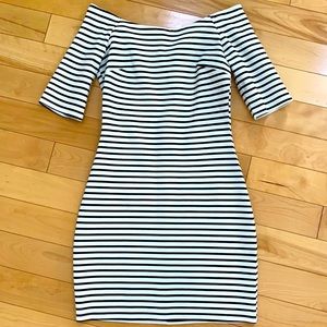 Black & White Stripe, off the shoulder dress